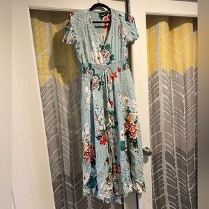 Summer green floral dress